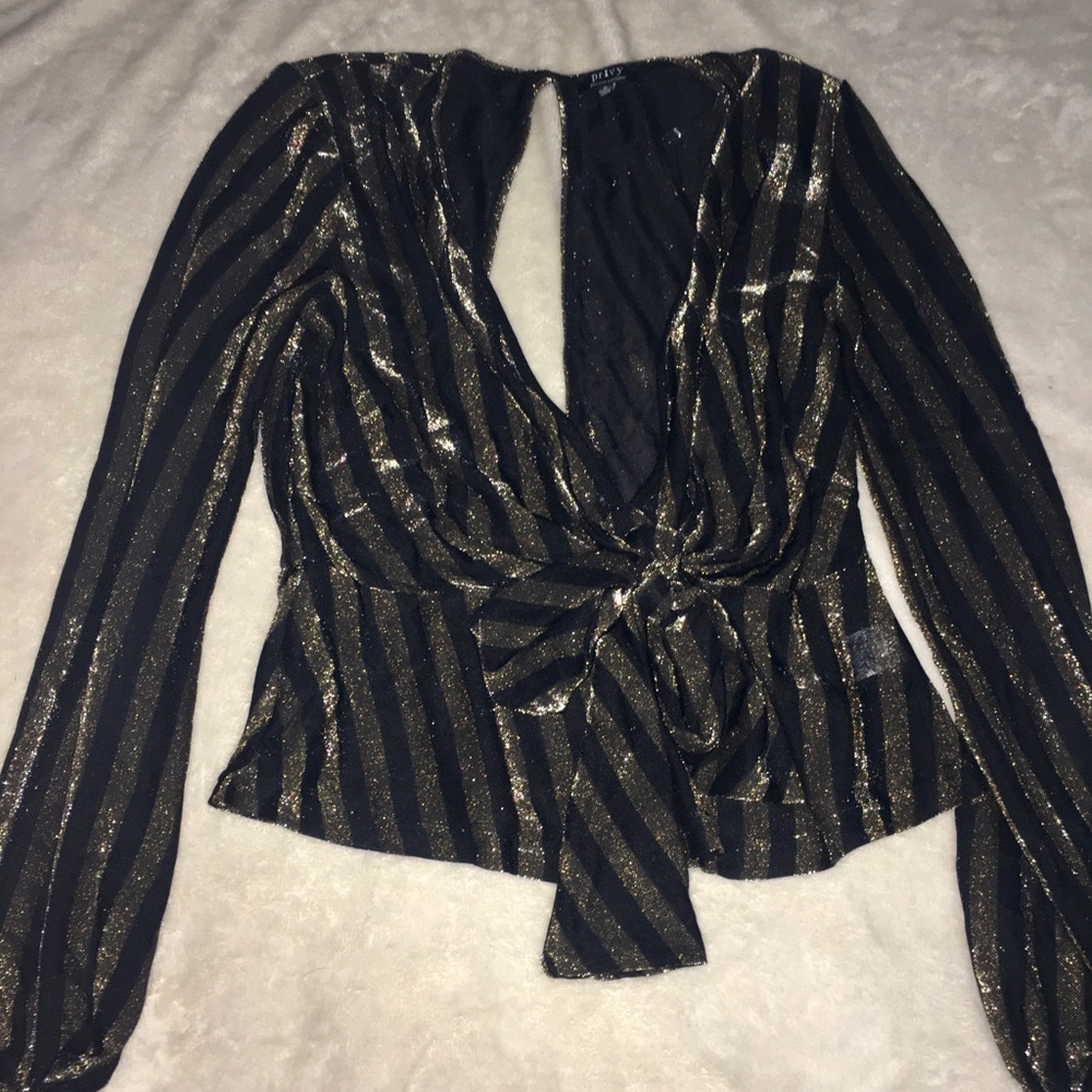 Black and gold glitter top